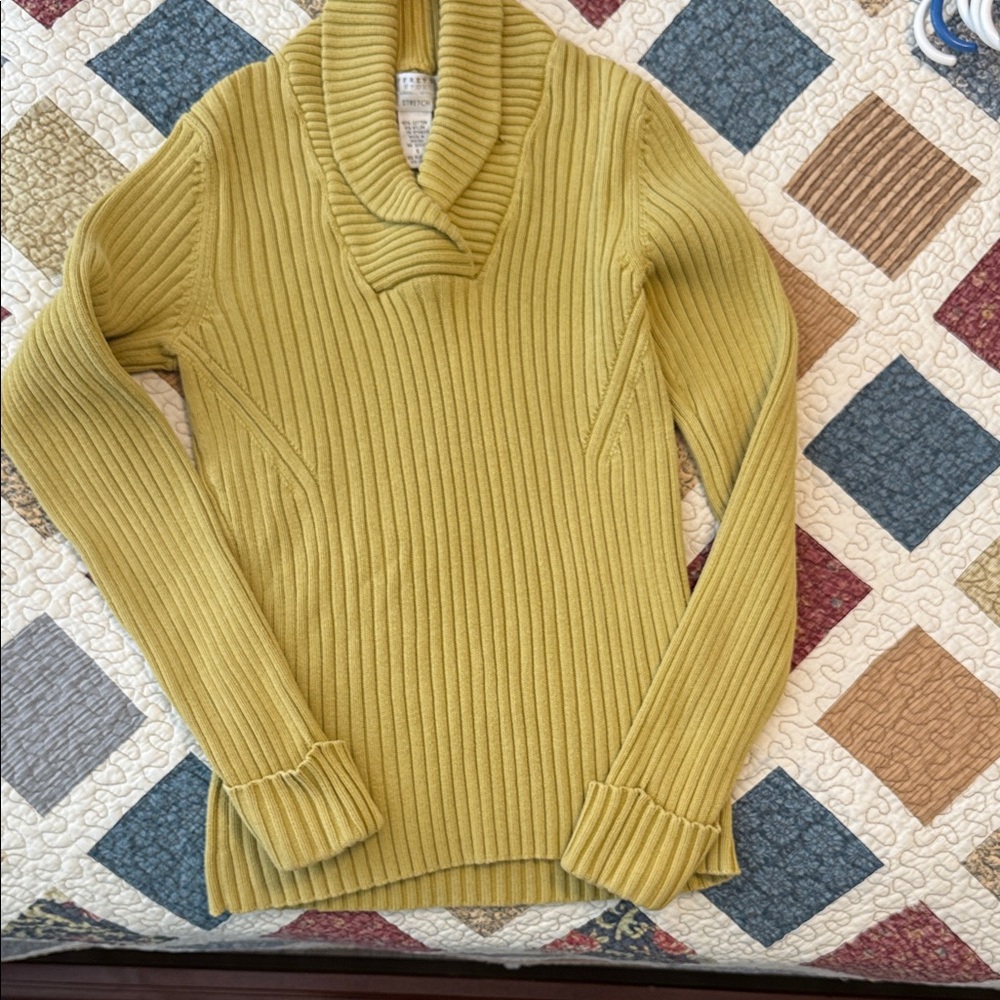 Geoffrey Beene Yellow Cowl Neck Sweater